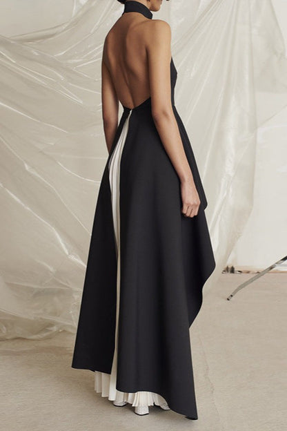 Halter Neck Pleated Prom Dress