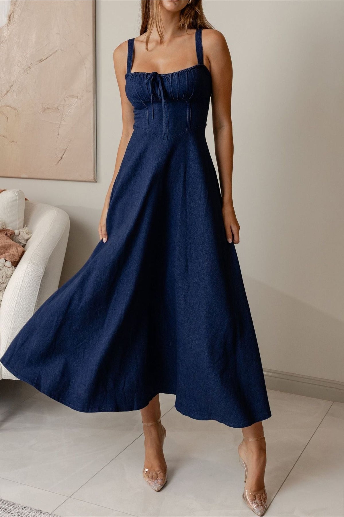 Sleeveless Strapless Denim Dress