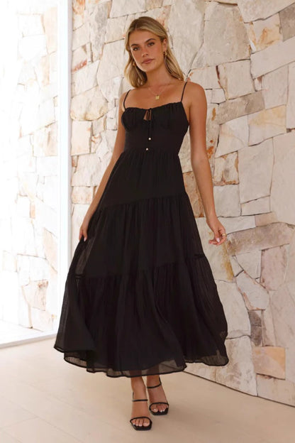 Patchwork Tie Back Flowy Boho Dress