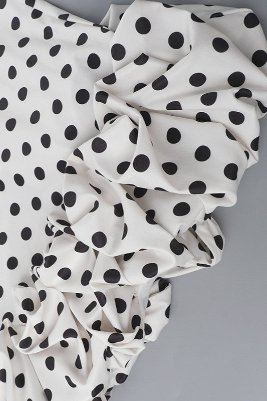 Polka Dot Cami Lace Trim Waist Tie Midi Dress