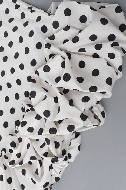 Polka Dot Cami Lace Trim Waist Tie Midi Dress