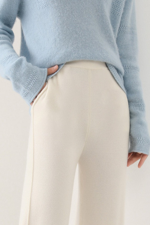 Wool Soft Straight Split Knit Pants