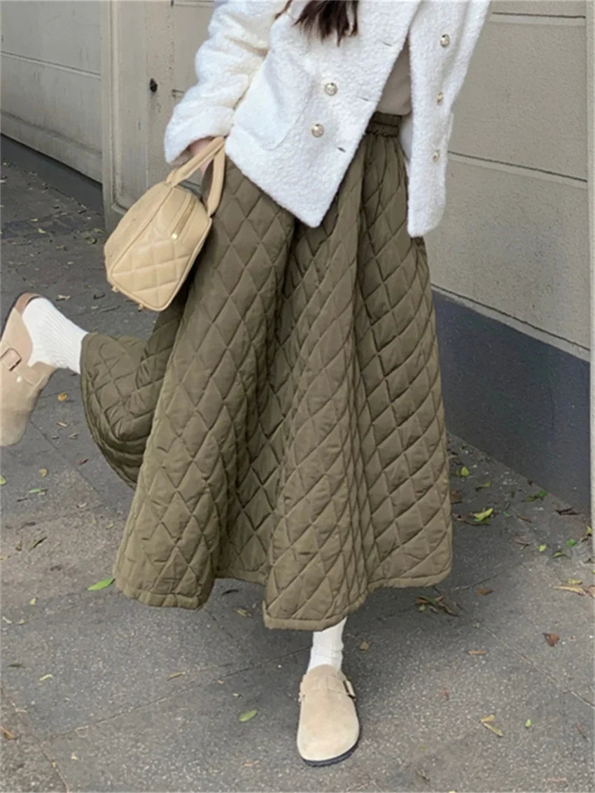 Cotton Padded High Waist Skirt