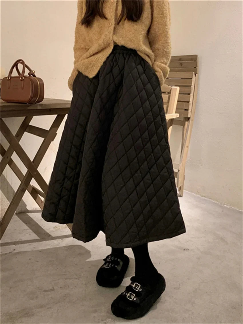 Cotton Padded High Waist Skirt