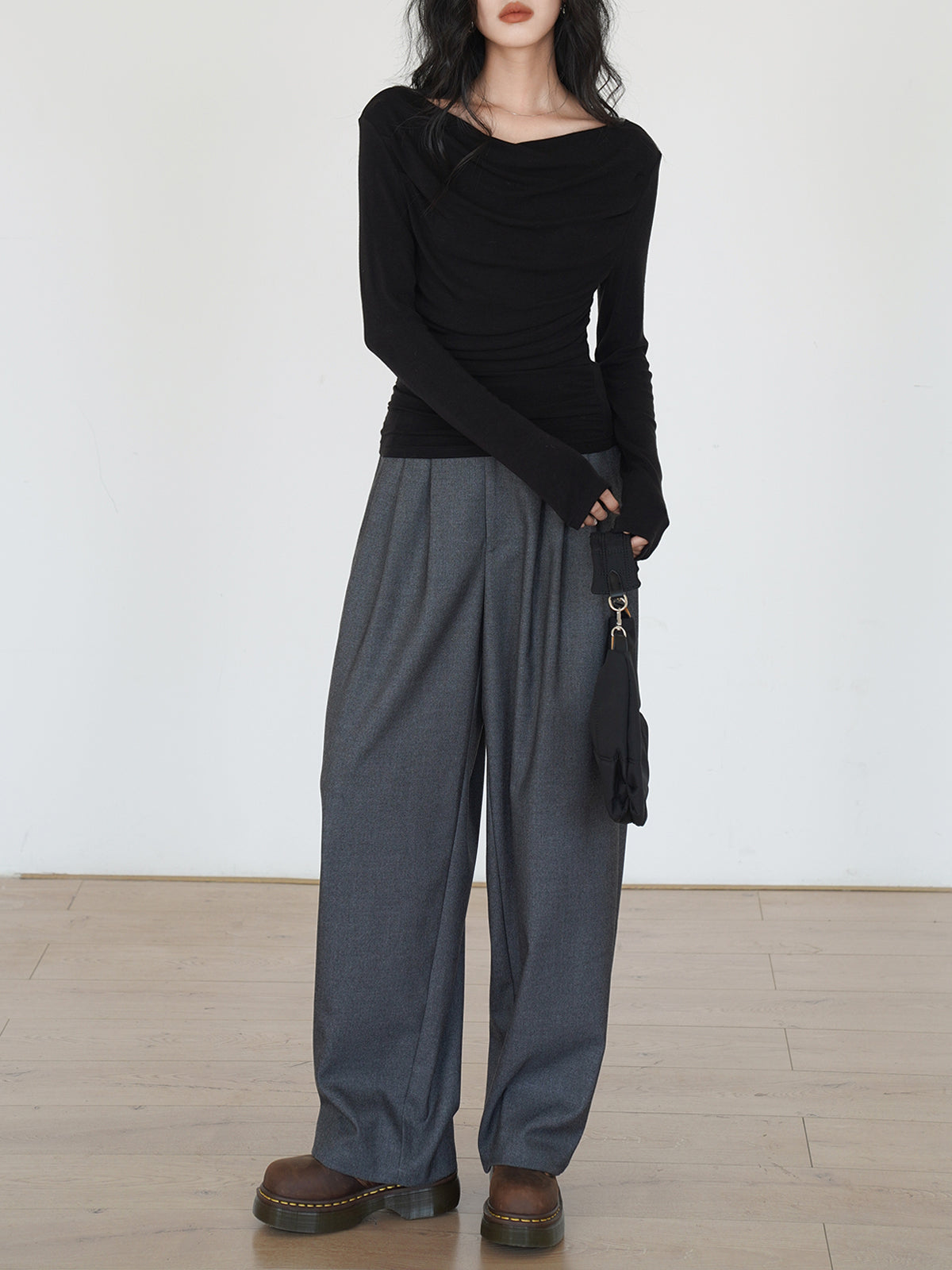 Draped Long Graceful Sleeve Slinky Shirt