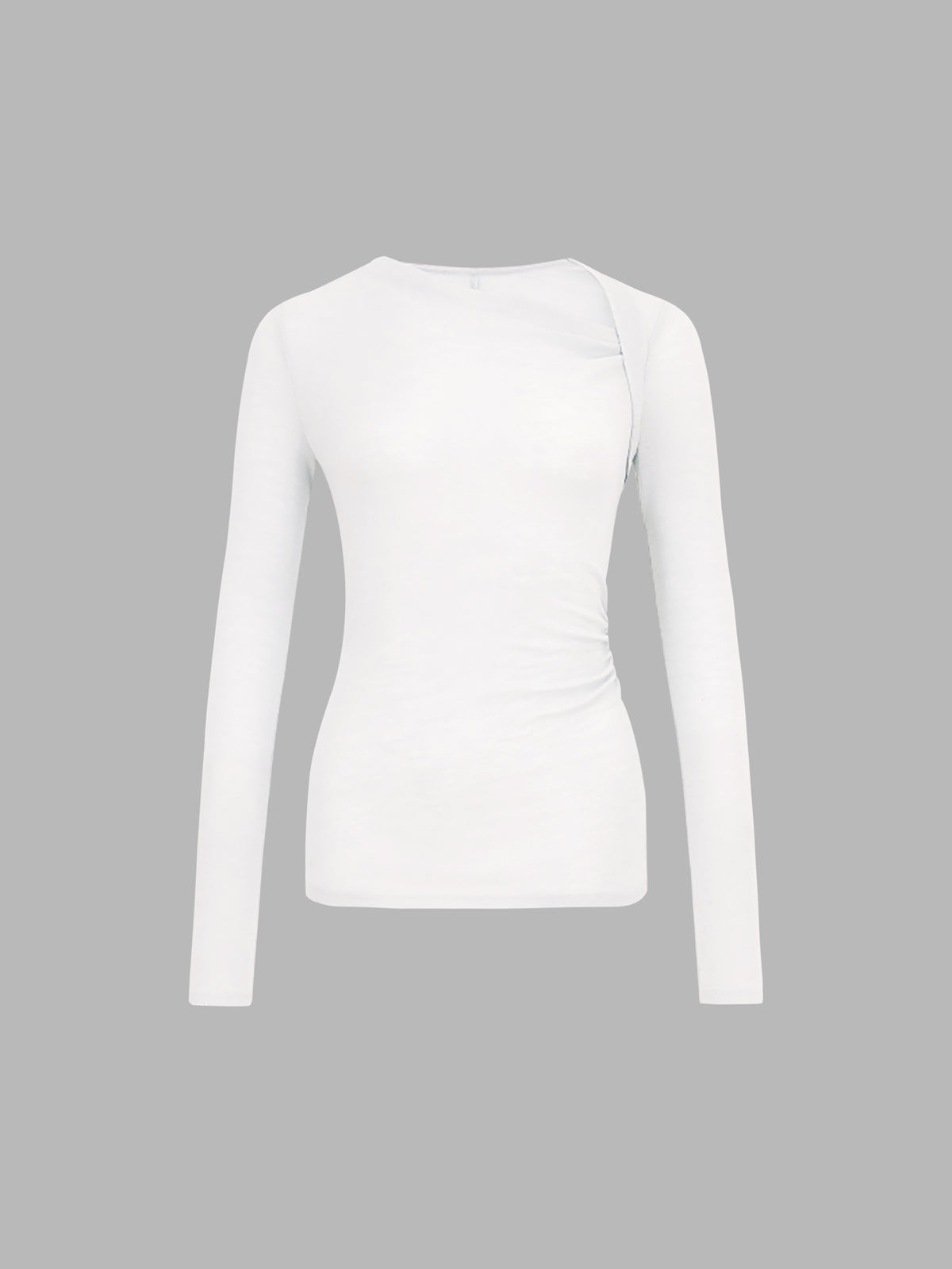 Ribbed Knit Long Trendy Sleeve Asymmetric Shirt