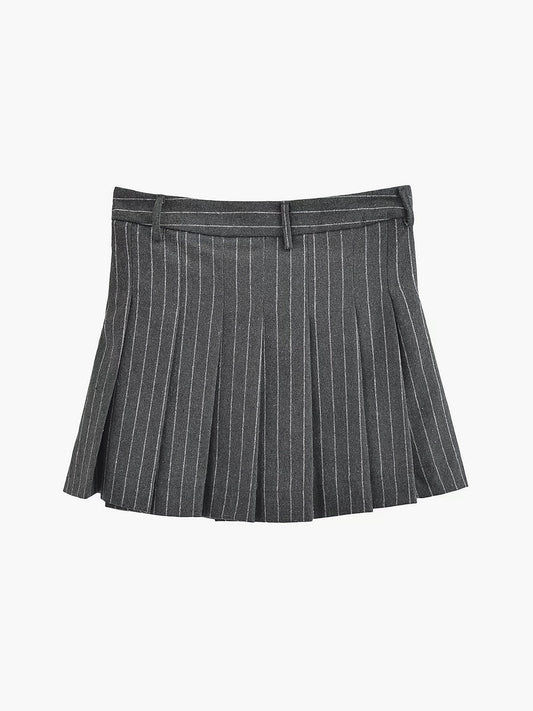 Stripe Pleated Graceful Mini Skirt
