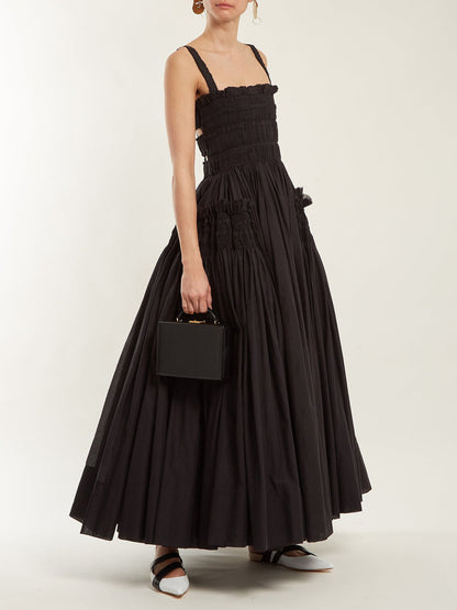 Shirred Pleated Graceful Cami Long Dress