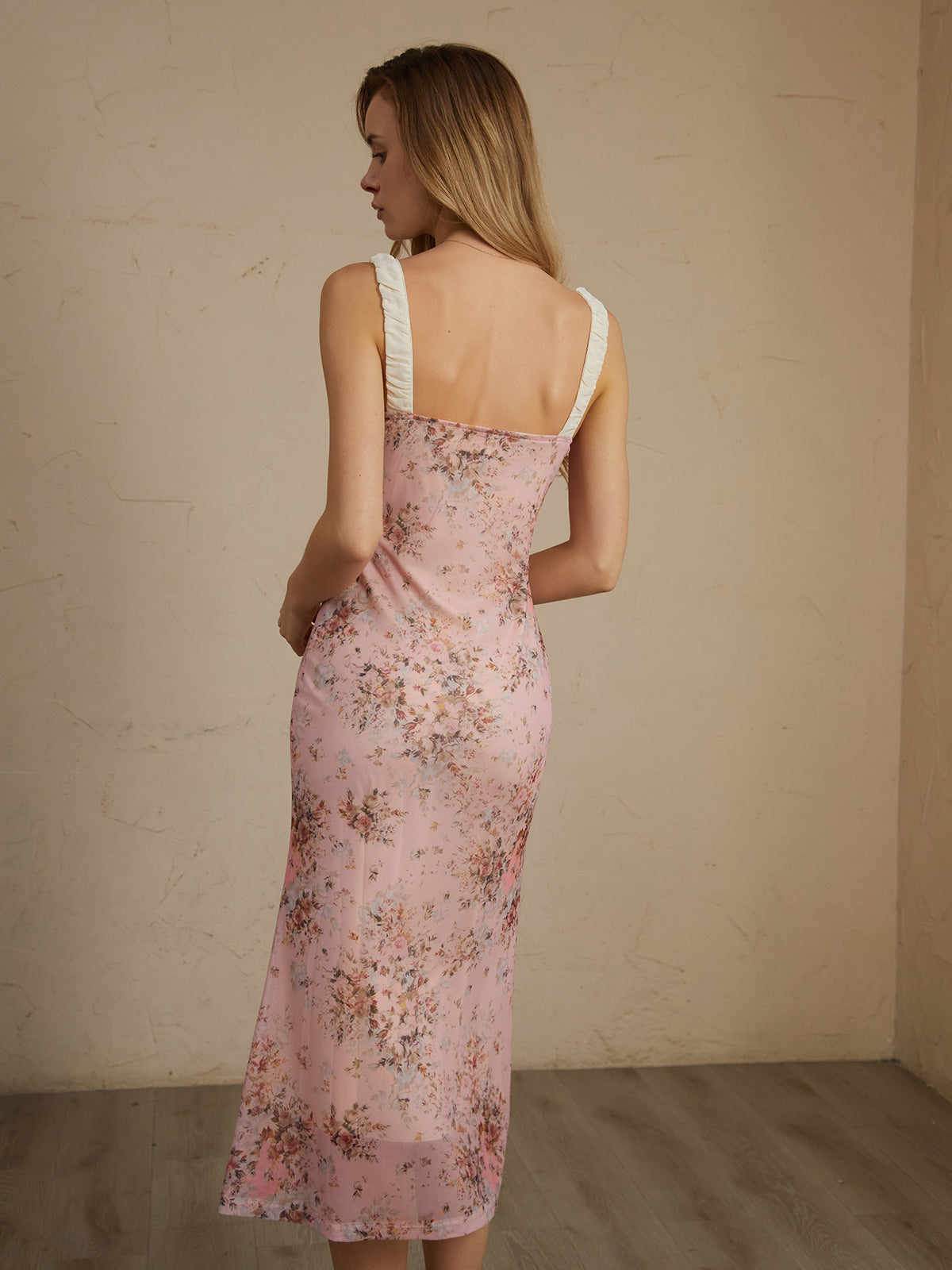 Romantic Floral Graceful Print Midi Dress