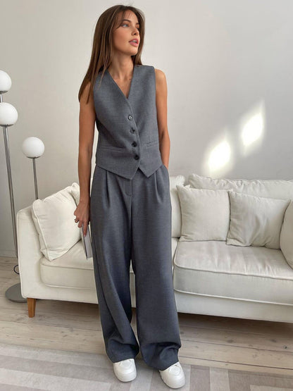 Solid Structured Graceful Suit Vest