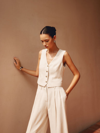 Tailored Button Graceful Suit Waistcoat