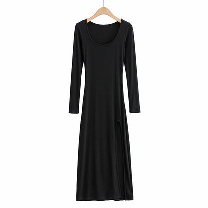 Round Neck Waist Elegant Streetwear Traf Midi Dresses