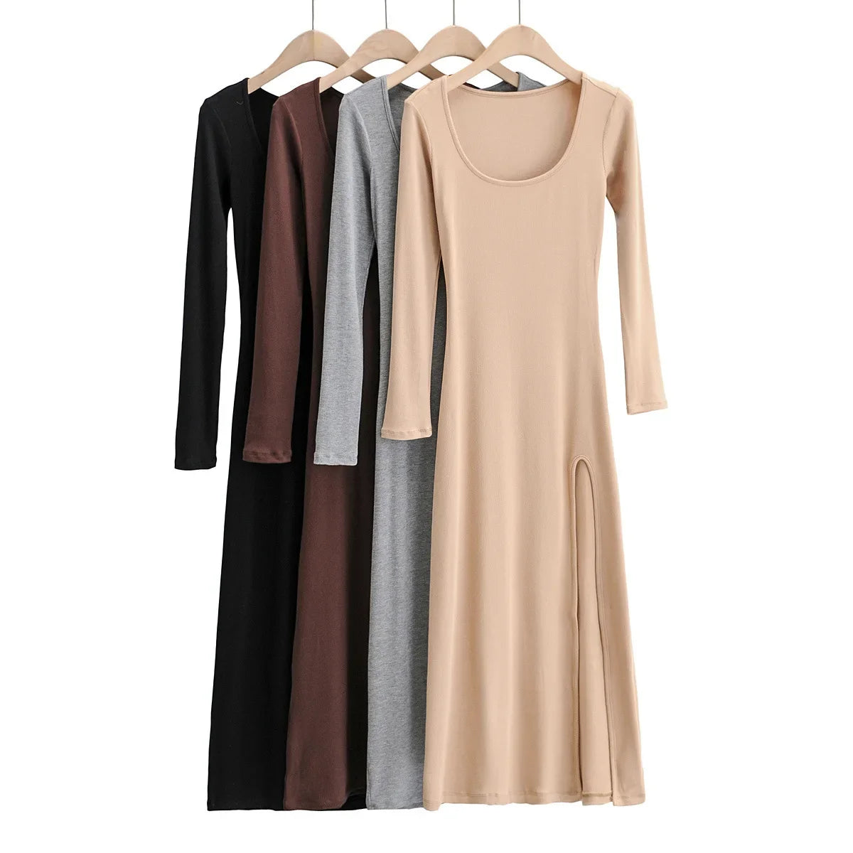 Round Neck Waist Elegant Streetwear Traf Midi Dresses