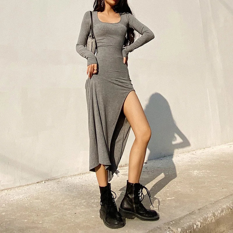 Round Neck Waist Elegant Streetwear Traf Midi Dresses