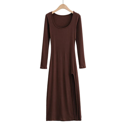Round Neck Waist Elegant Streetwear Traf Midi Dresses