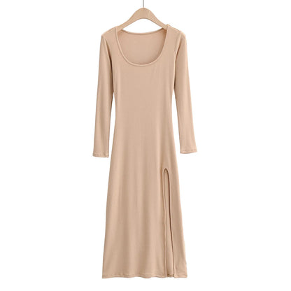 Round Neck Waist Elegant Streetwear Traf Midi Dresses