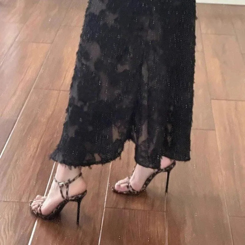 Retro Leopard Print Stiletto Party Prom Summer Fashion Slingback Low Heel Pumps