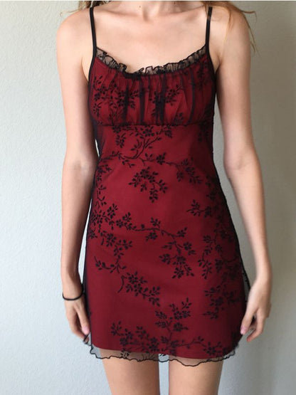 Floral Mesh Mini Dress