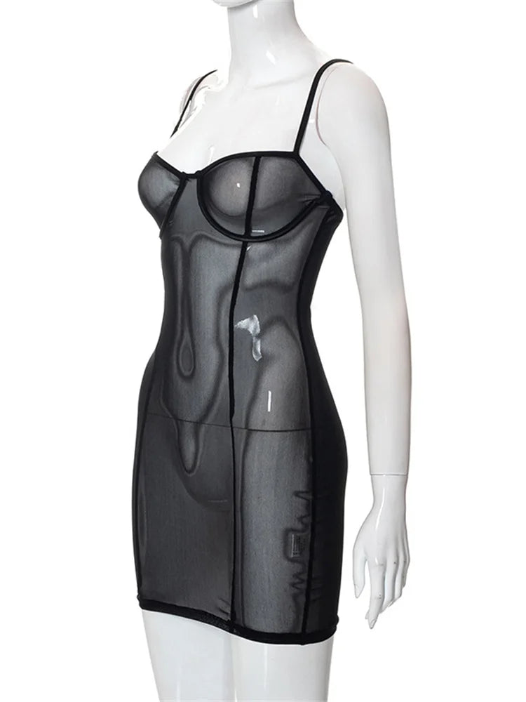 Mesh See Through Summer Mini Dresses