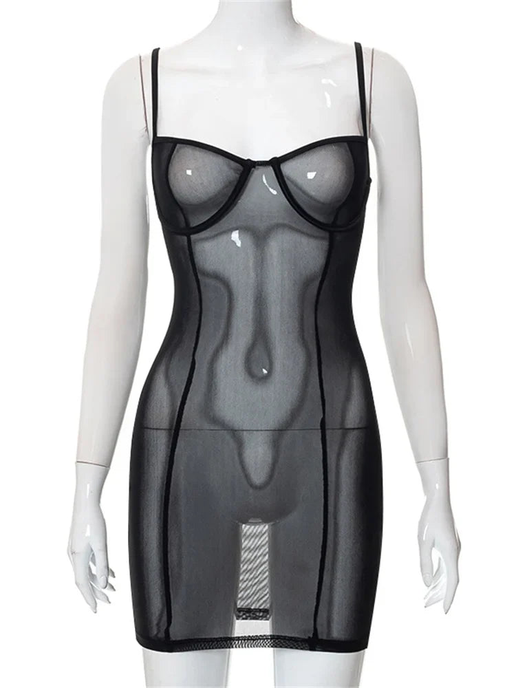 Mesh See Through Summer Mini Dresses