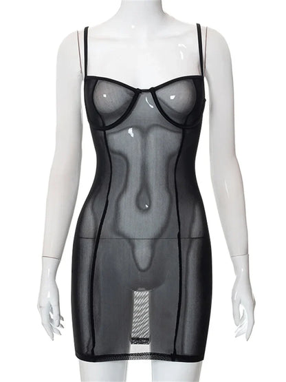 Mesh See Through Summer Mini Dresses