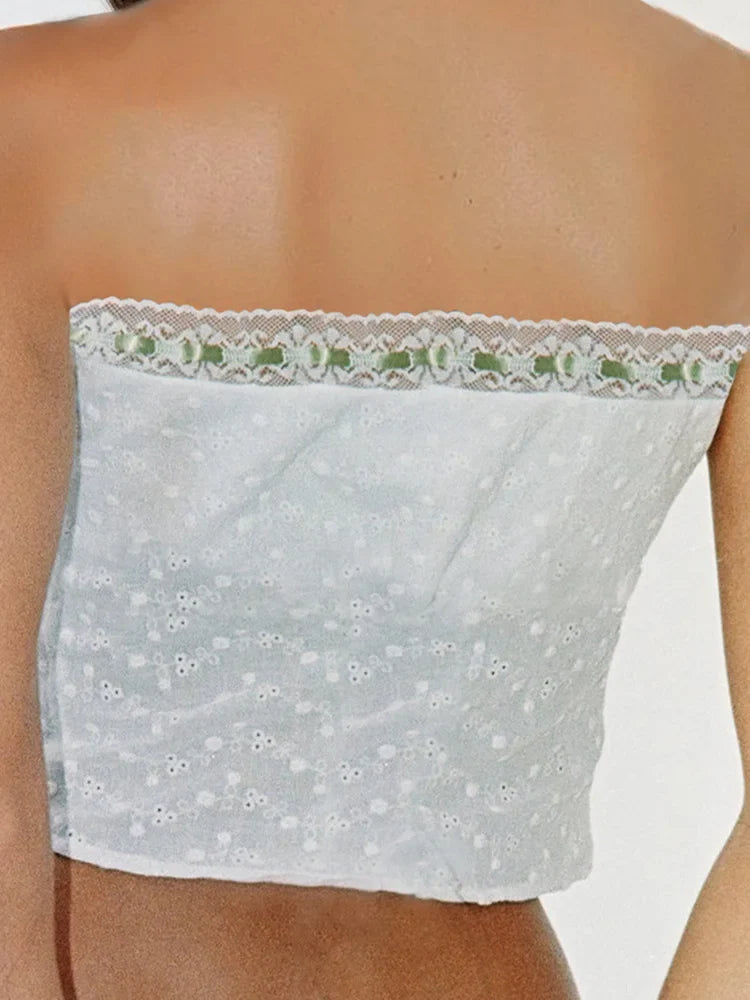 Tube for Women Strapless Off Shoulder Y2K Fairy Grunge Sleeveless Summer Lace-up Mini Vest Streetwear Crop Top