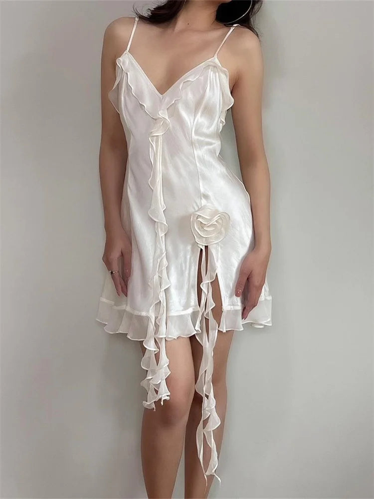 Summer 3D Flower Tassels Sleeveless Mini Dresses