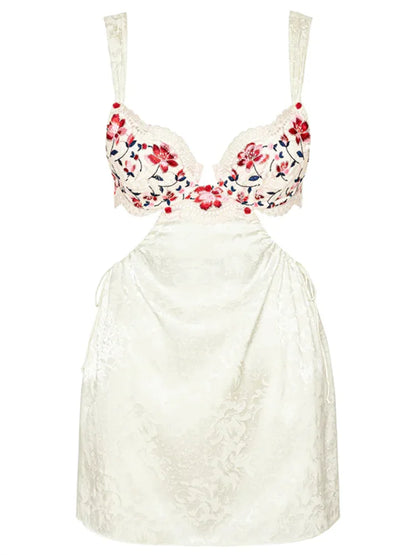 Y2K Floral Print Backless Bodycon Mini Dresses
