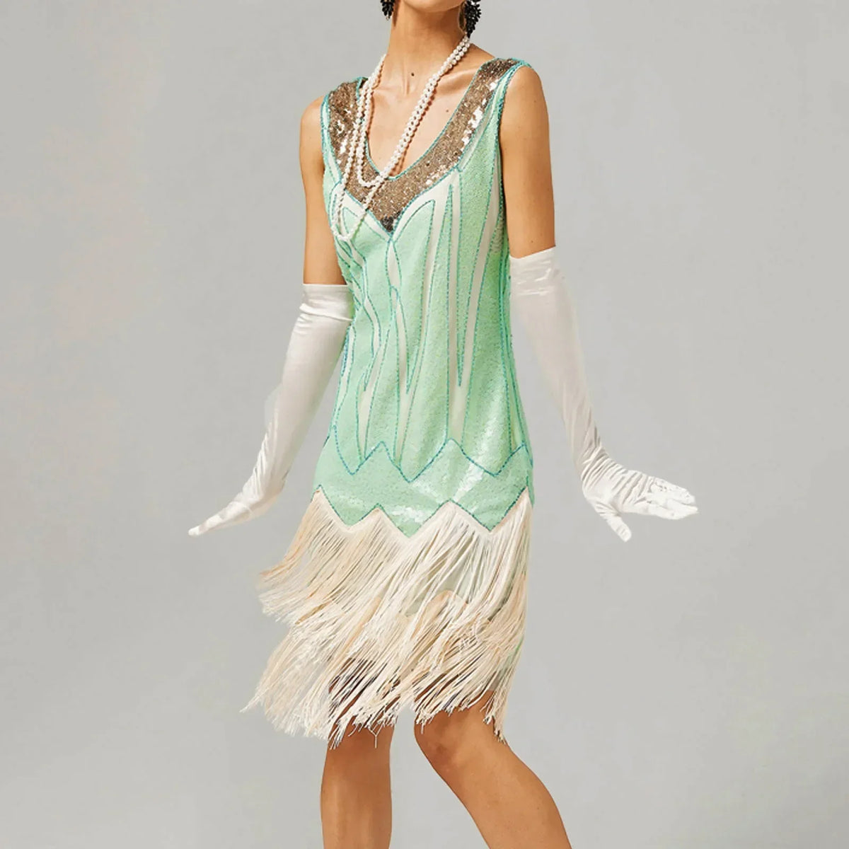 For Women 2024 1920s O-neck Sleeveless Tassel Shinny Glitter Sequin Club Party Vestidos Prom Dress