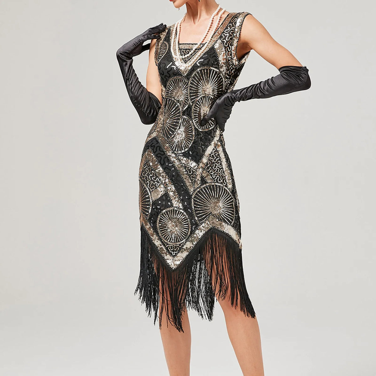 For Women 2024 1920s O-neck Sleeveless Tassel Shinny Glitter Sequin Club Party Vestidos Prom Dress