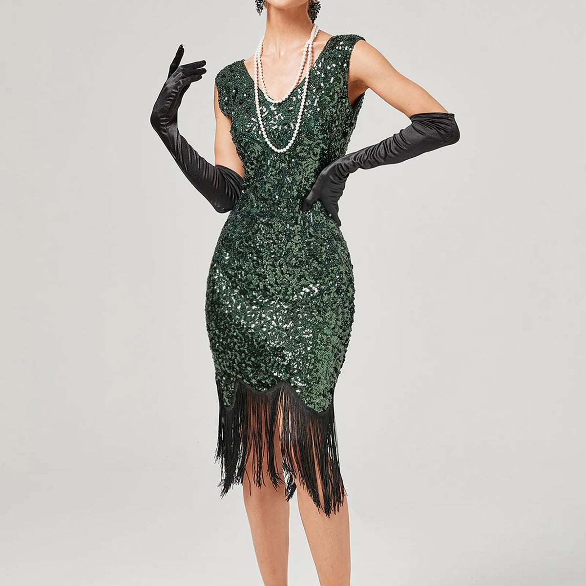 For Women 2024 1920s O-neck Sleeveless Tassel Shinny Glitter Sequin Club Party Vestidos Prom Dress