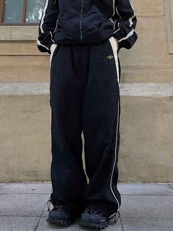 Men's Contrast Paneled Loose Parachute Pants
