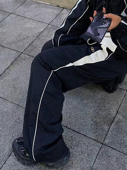 Men's Contrast Paneled Loose Parachute Pants
