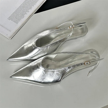 Designer Pointed Toe Buckle Strap Women Thin Elegant Banquet Dress Mule Ladies Shoes Low Heel Pumps