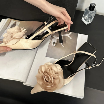 Fashion Buckle Strap Women Pointed Toe Thin Wedding Designer Dress Mule Ladies Shoes Low Heel Pumps