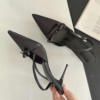 Spring Pointed Toe Buckle Strap Women Thin Highs Party Stripper Dance Mules Shoes Low Heel Pumps