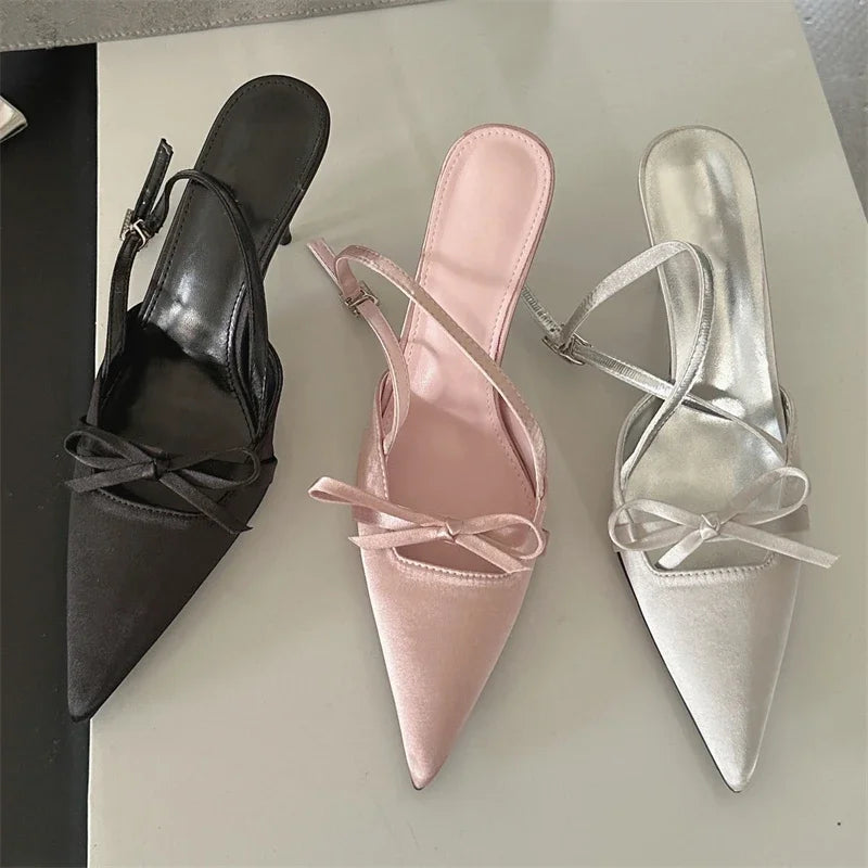 Spring Pointed Toe Buckle Strap Women Thin Highs Party Stripper Dance Mules Shoes Low Heel Pumps