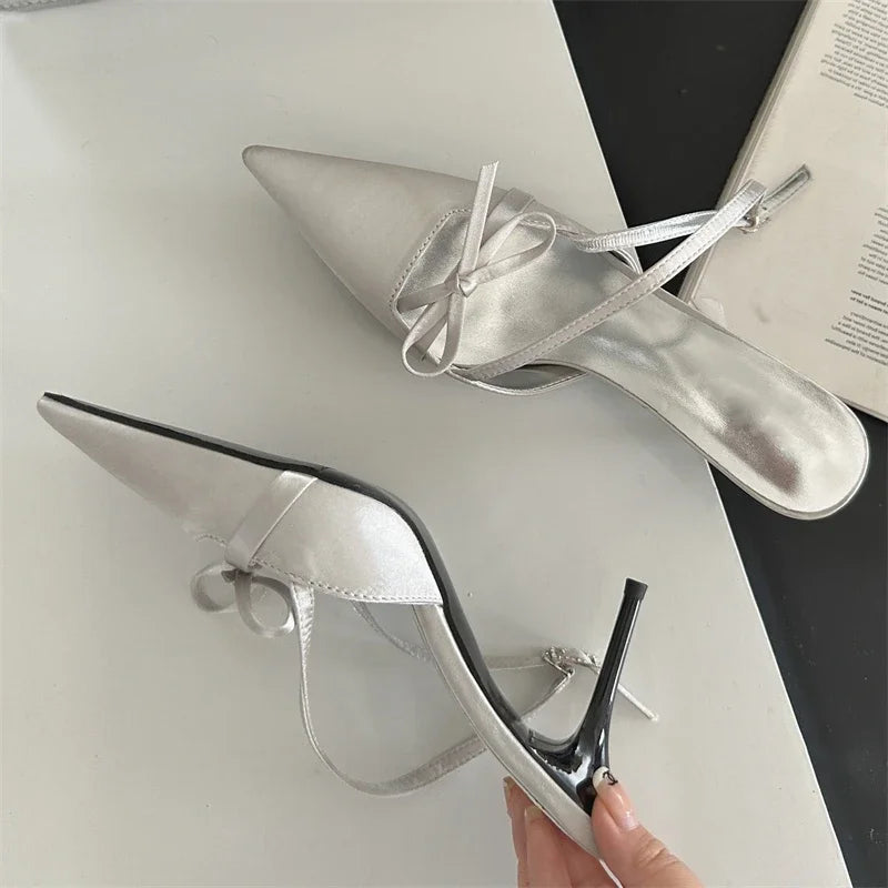 Spring Pointed Toe Buckle Strap Women Thin Highs Party Stripper Dance Mules Shoes Low Heel Pumps
