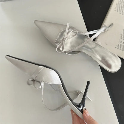 Spring Pointed Toe Buckle Strap Women Thin Highs Party Stripper Dance Mules Shoes Low Heel Pumps