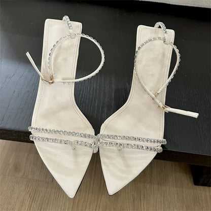 Summer Narrow Band Buckle Strap Women Pointed Toe Highs Banquet Party Shoes Low Heel Pumps