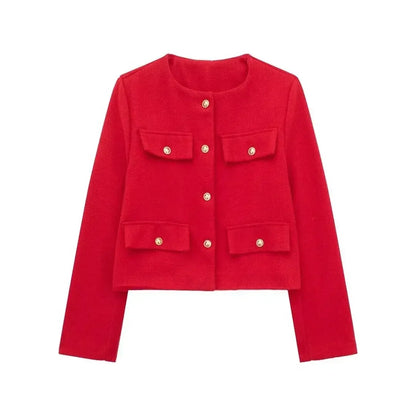 Elegant Solid Fake Fashion Long Single Breasted New Chic Coat