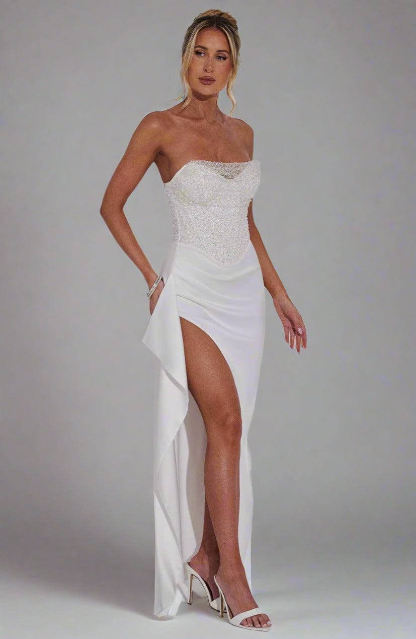 Fashion Sequin Crop Top and High-Slit Slim Fitted Skirt Set