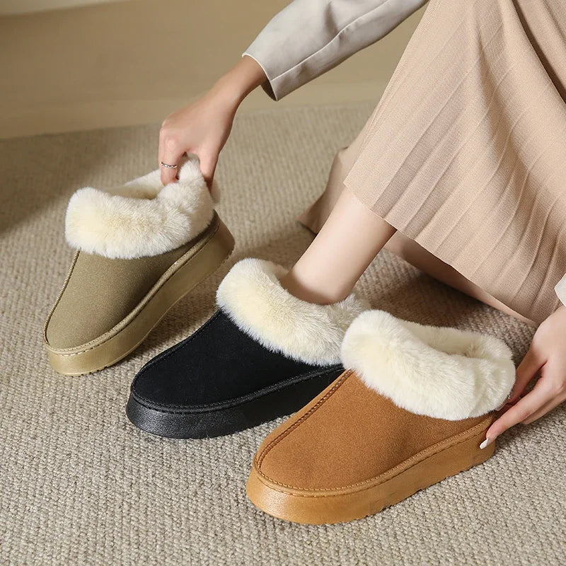 Faux Fur Winter Boots for Women 2024 Non Slip Women's Snow Boots Plush Warm Fashion Short Boot Comfortable Warm Platform Shoe