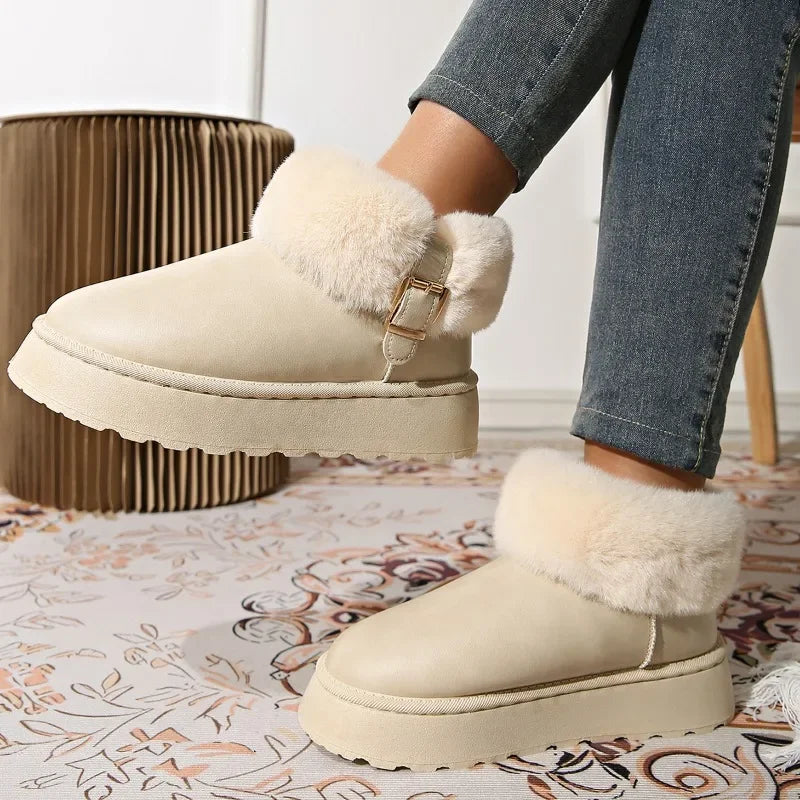 Furry Furry Women Shoes 2024 Newest Design Women's Boots Winter Plush Warm Snow Boots Non-slip Thick Bottom Ladies Cotton Boo