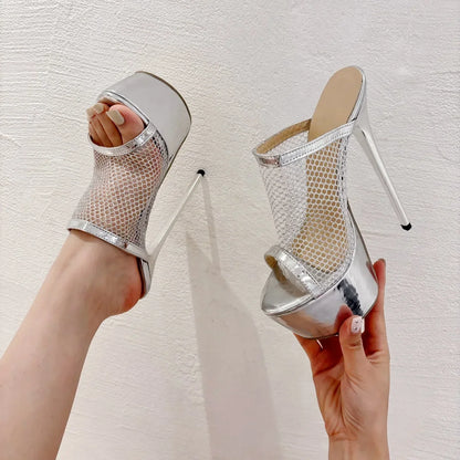 Golden/silver Thin high heel platform breathable outdoor High Heel