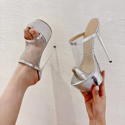 Golden/silver Thin high heel platform breathable outdoor High Heel