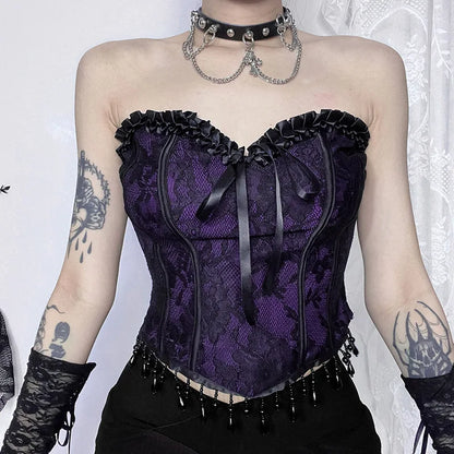 Gothic Spaghetti Strap Corset Punk Grunge Halloween Clothing Crop Top