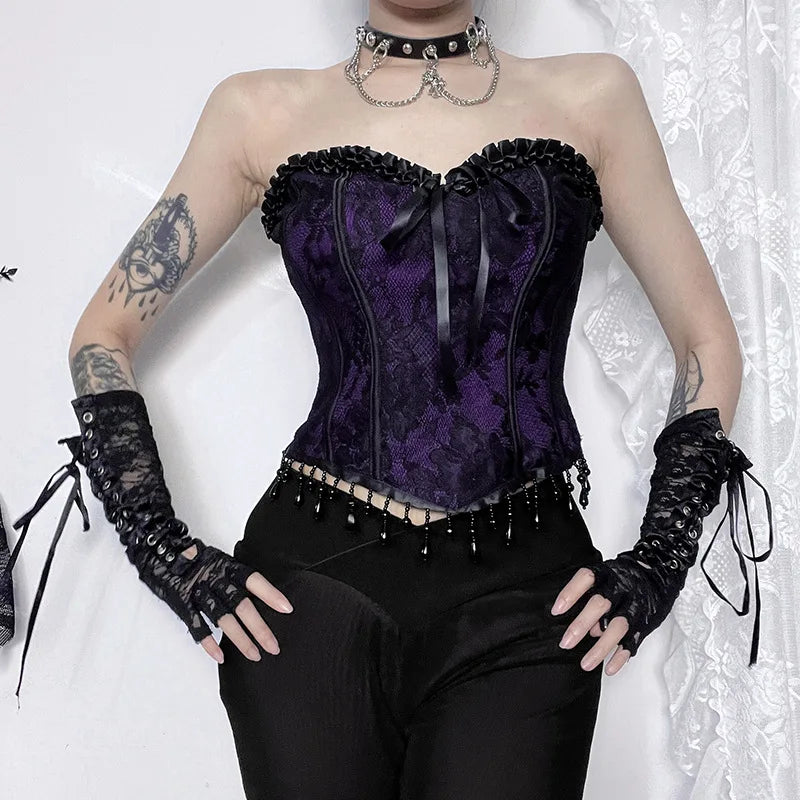 Gothic Spaghetti Strap Corset Punk Grunge Halloween Clothing Crop Top