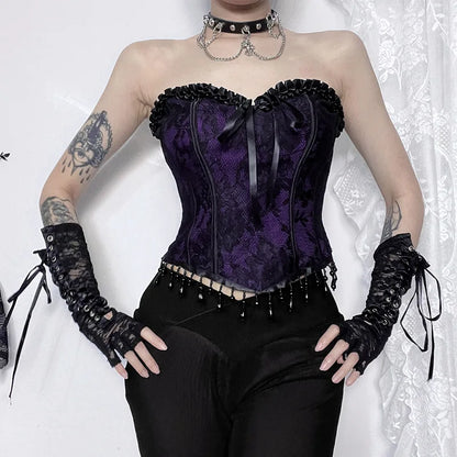 Gothic Spaghetti Strap Corset Punk Grunge Halloween Clothing Crop Top