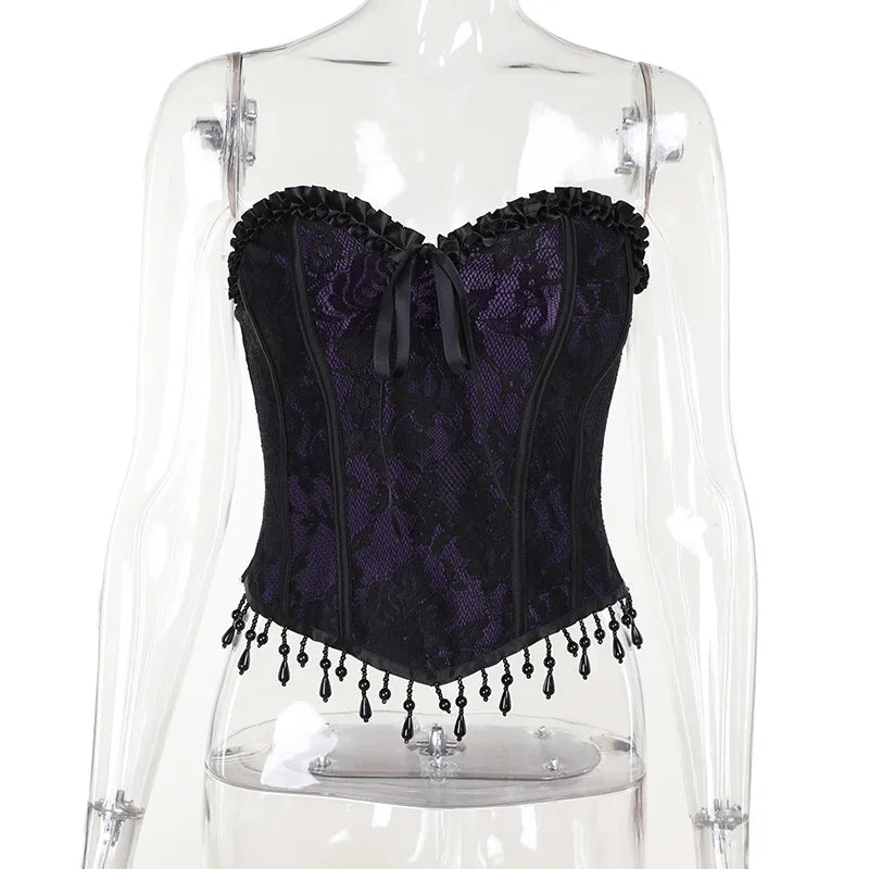Gothic Spaghetti Strap Corset Punk Grunge Halloween Clothing Crop Top